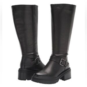 Naturalizer Women's, Adler Black Moto Inspired Block Heel Knee High Boots Sz 7m